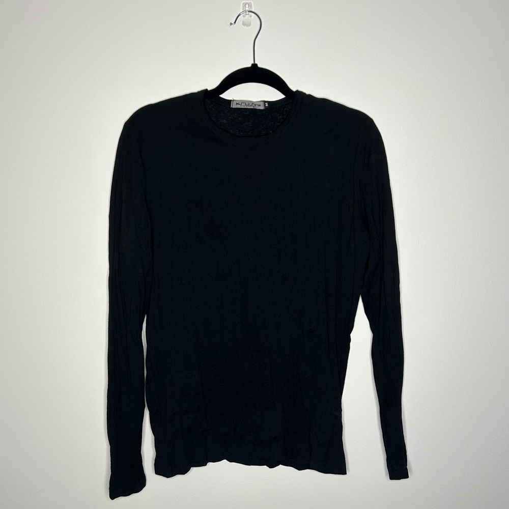 Vintage Krush Size Medium Pleated Black Long Sleeve Shirt
